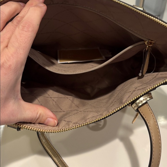 Michael Kors Metallic Gold and Cream Tote - Picture 3 of 5